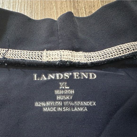 Lands’ End Kids Color Block Short Sleeve Rashguard Swim Shirt - Picture 3 of 4